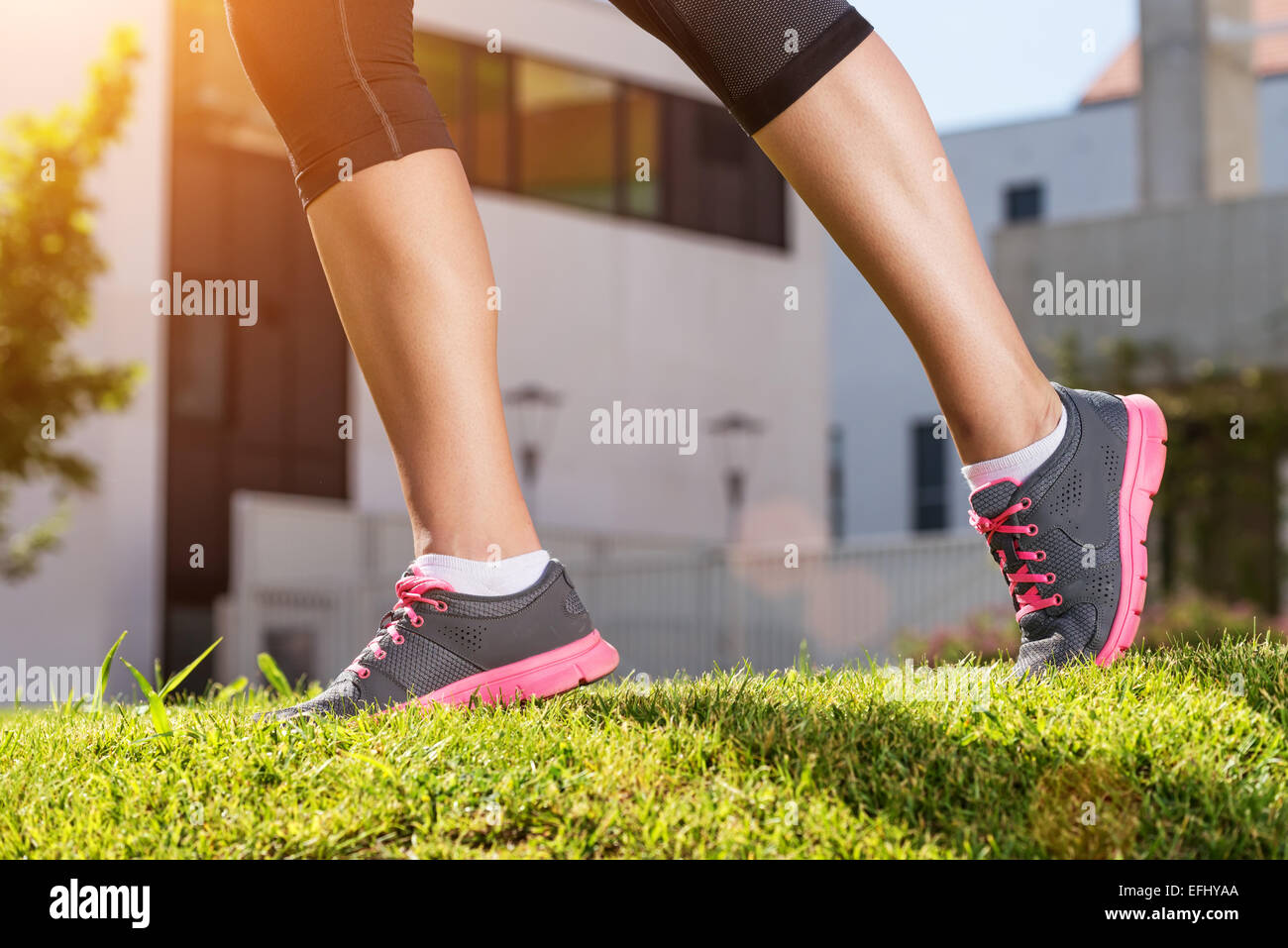 Female legs running, the outdoors, detail photo Stock Photo