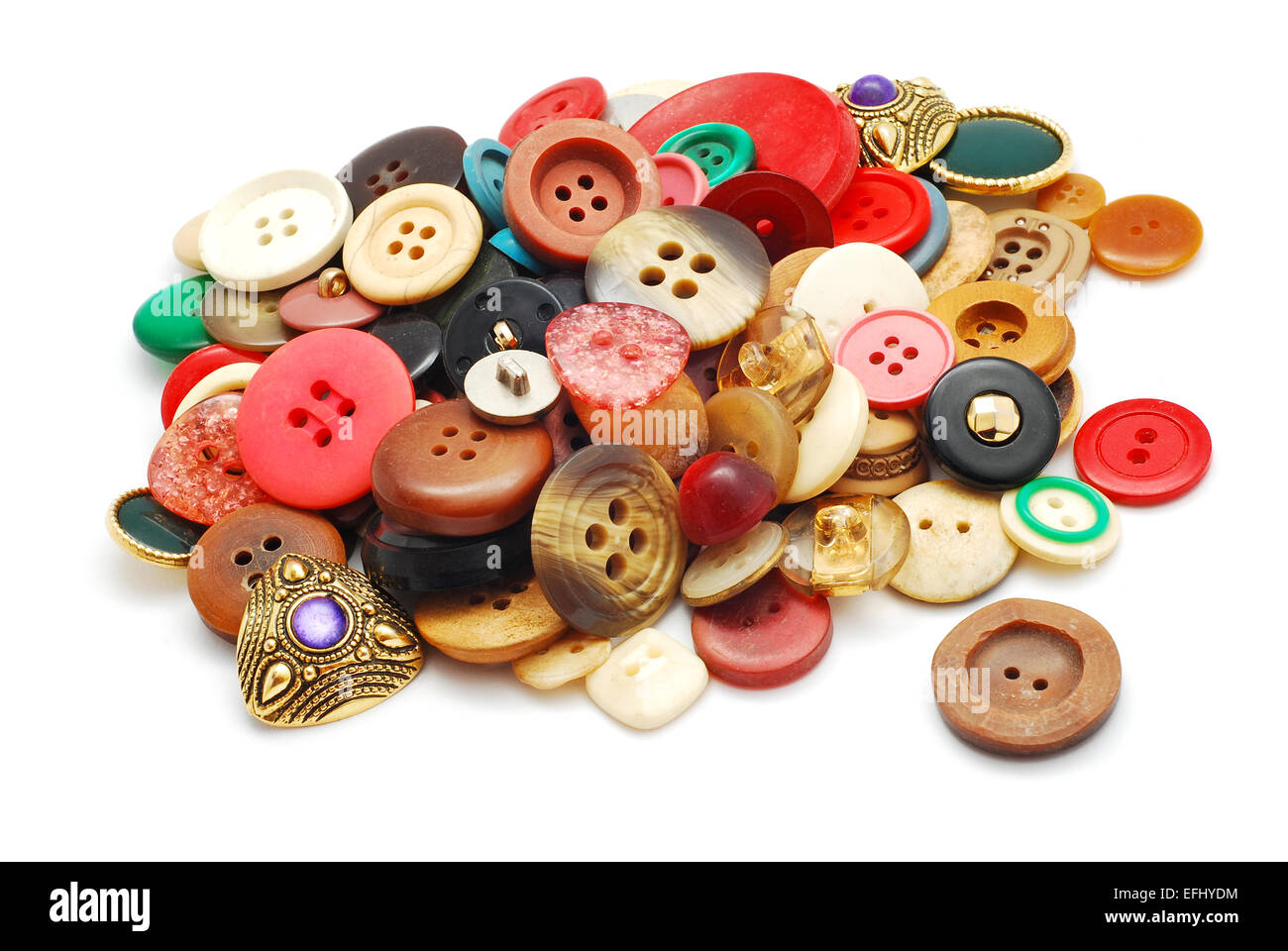 old vintage buttons collection background Stock Photo