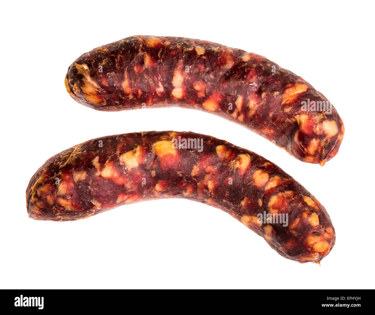 Horsemeat sausage meat sausages Horse FOOD delicate thin-fat low fat low cholesterol specialty butcher spicy cumin natural casin Stock Photo