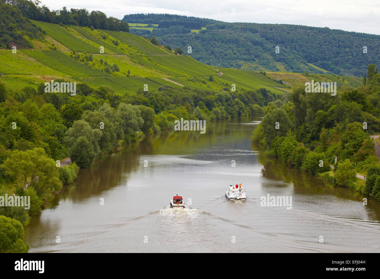 Kanzem Houseboat on the river Saar near Kanzem lock, Rhineland-Palatinate ...