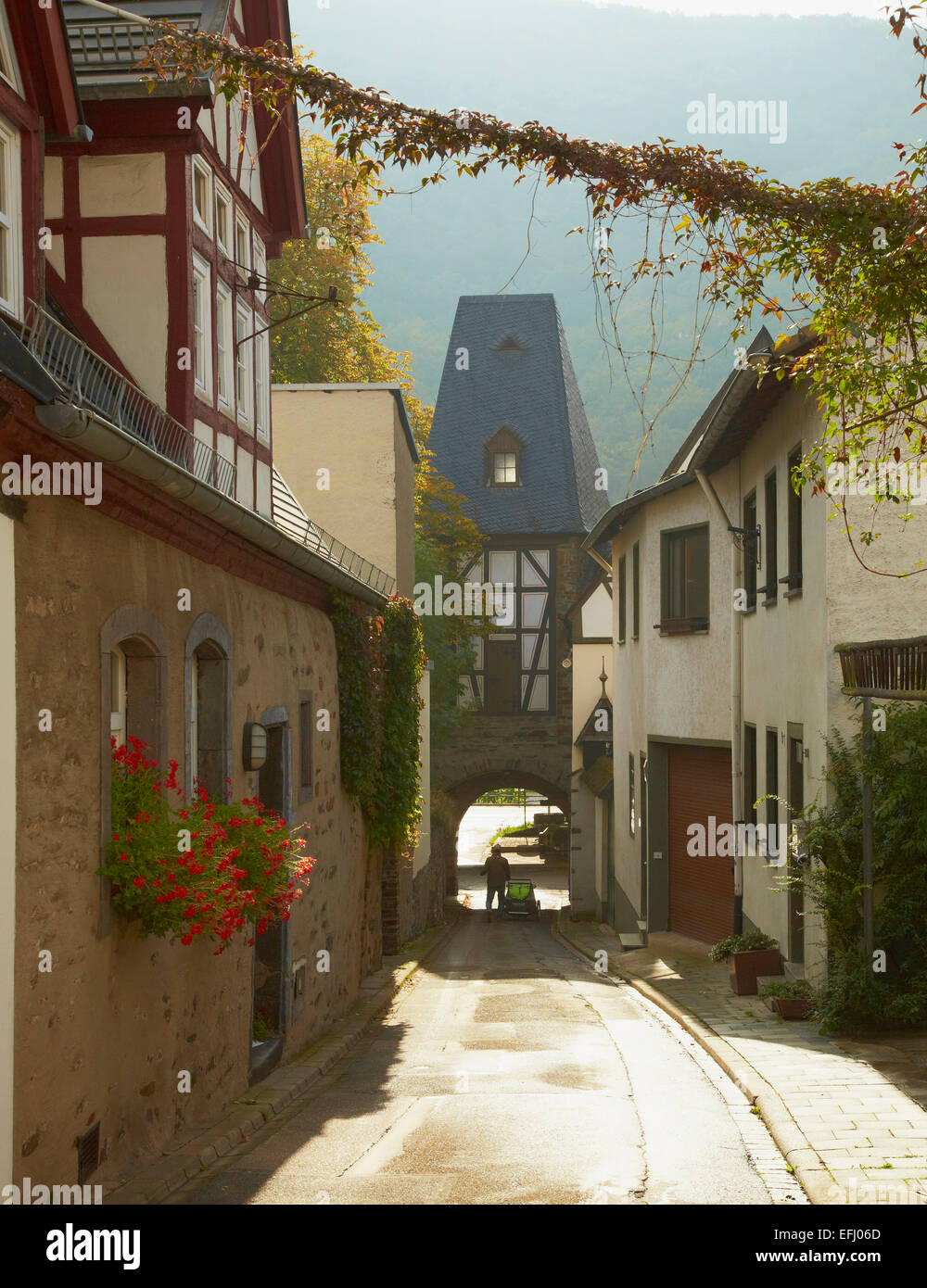 Town gate at Winningen, Mosel, Rhineland-Palatinate, Germany, Europe Stock Photo