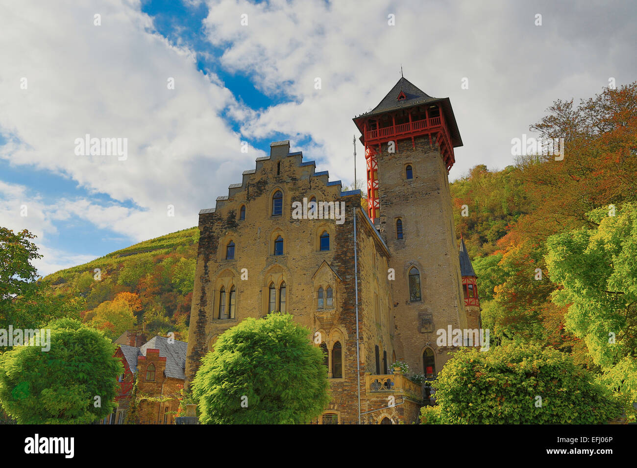 Schloss Liebig Castle, Kobern-Gondorf, Mosel, Rhineland-Palatinate, Germany, Europe Stock Photo