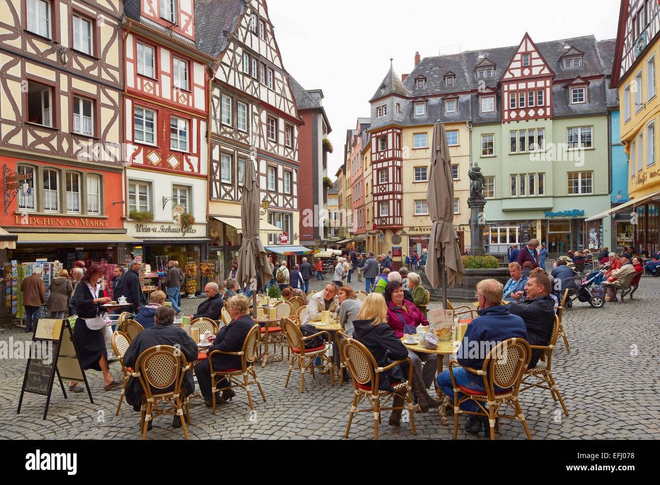 Market square in Cochem, Mosel, Rhineland-Palatinate, Germany, Europe Stock Photo