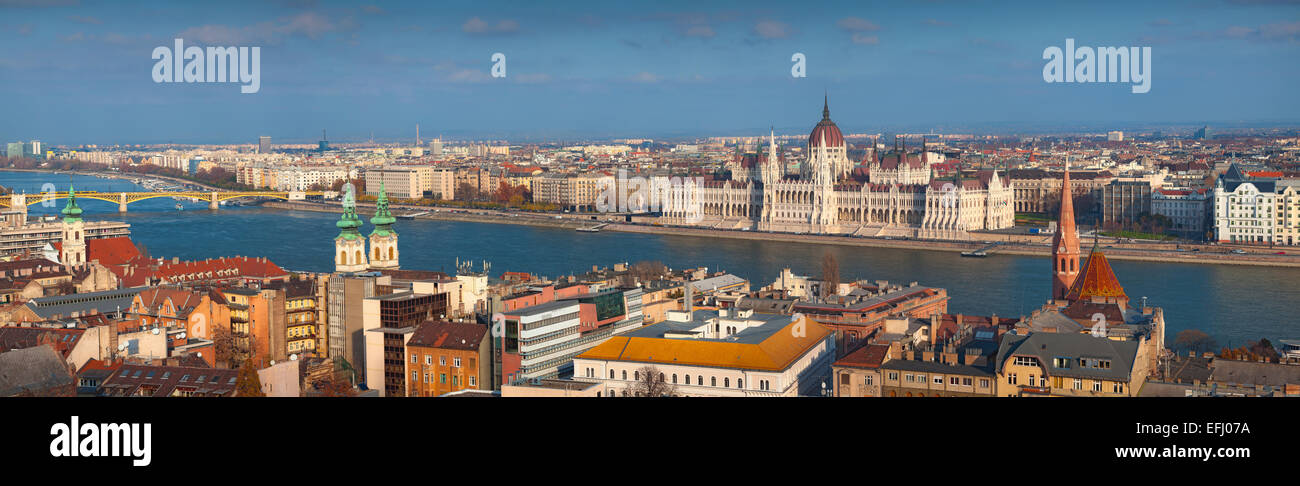 Budapest. Panoramic image of Budapest, capital city of Hungary. Stock Photo