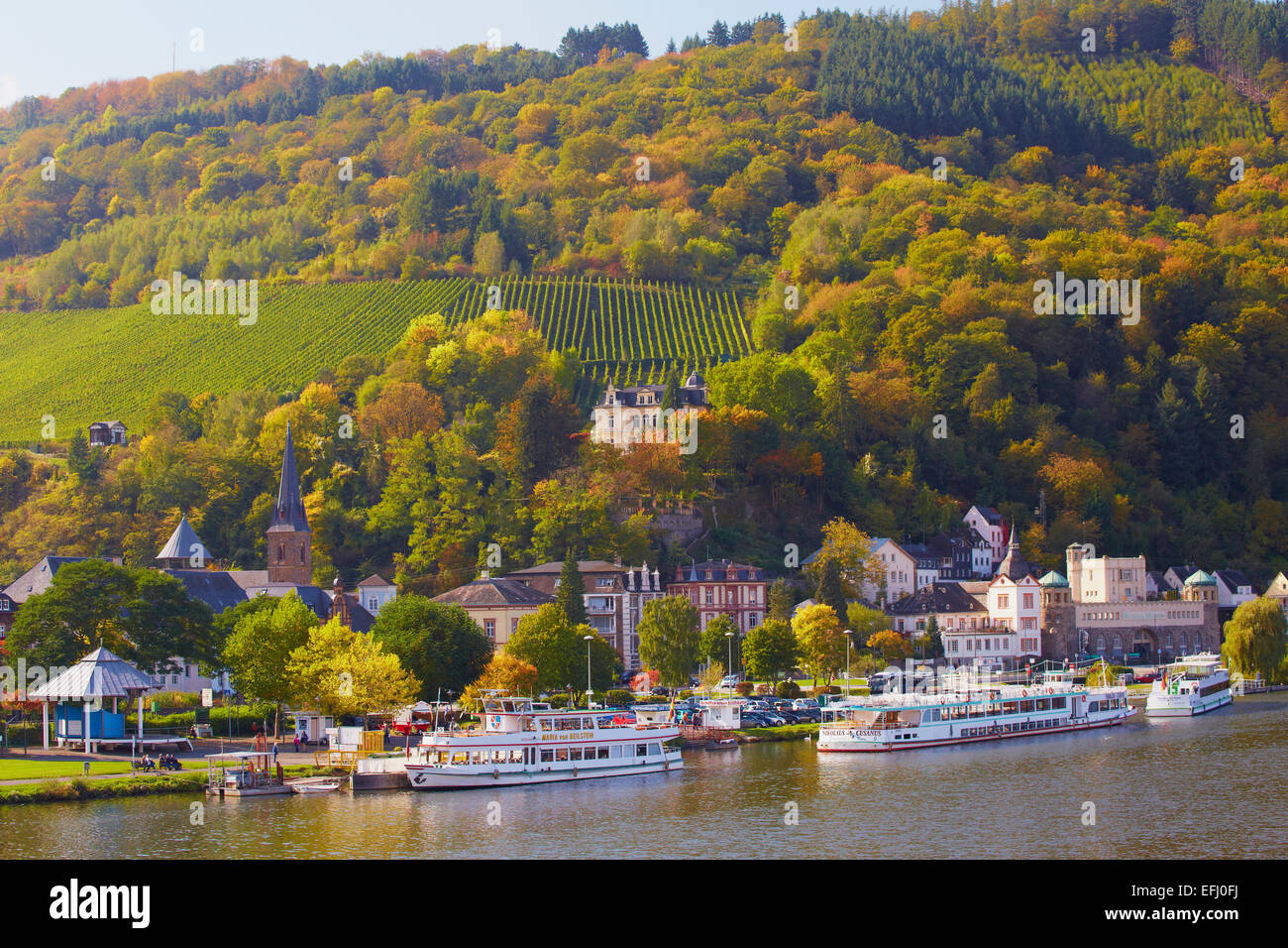 View of Trarbach, Traben-Trarbach, Mosel, Rhineland-Palatinate, Germany, Europe Stock Photo