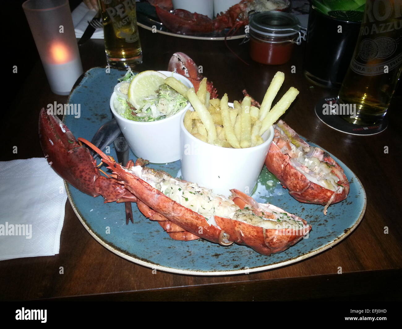 Lobster, Salad and Fries served at Steak & Lobster, Peter Street