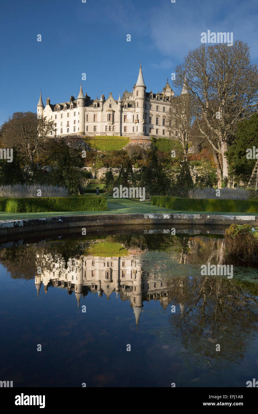 Dunrobin Castle near Golspie, Highland, Scotland. The family seat of the Earl of Sutherland and the Clan Sutherland. Stock Photo