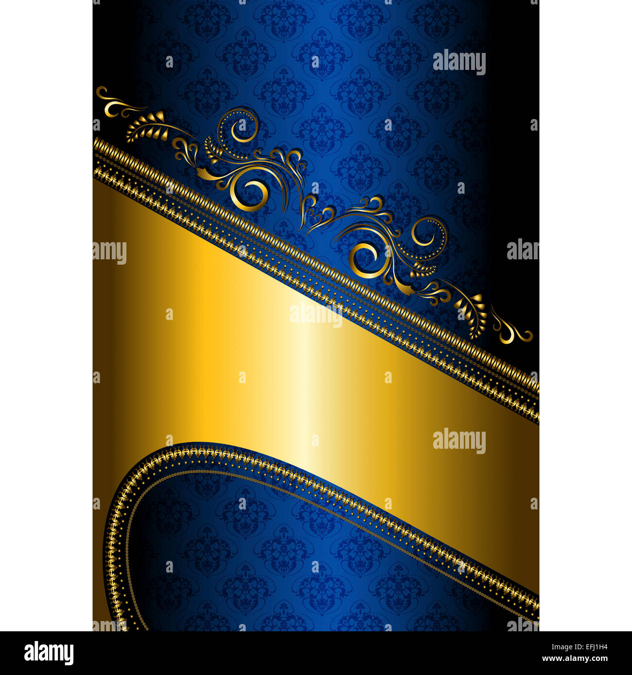 Gold border on a blue patterned background Stock Photo Alamy