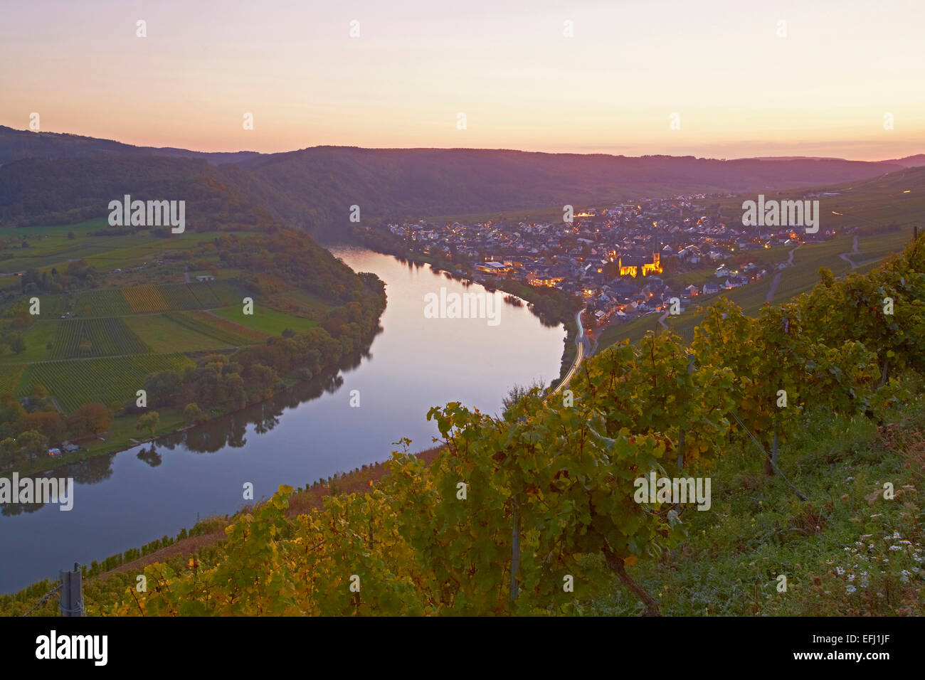 River Mosel at Kroev, Rhineland-Palatinate, Germany, Europe Stock Photo