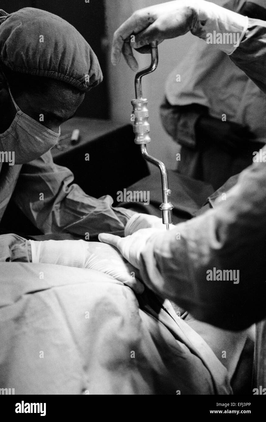 Team of Doctors from MSF treat patient in Kismayo Somalia 1994 Stock Photo