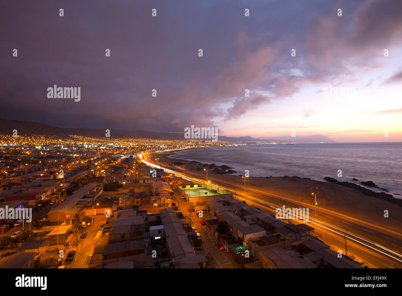 View of Antofagasta at the sunset. Northern Chile. Stock Photo