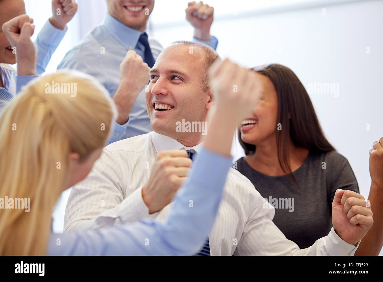 smiling business people meeting in office Stock Photo - Alamy
