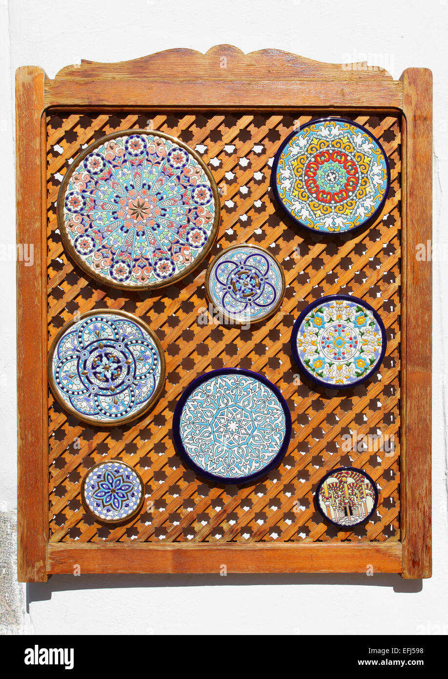 Typical colorful ceramic andalusian plates Stock Photo