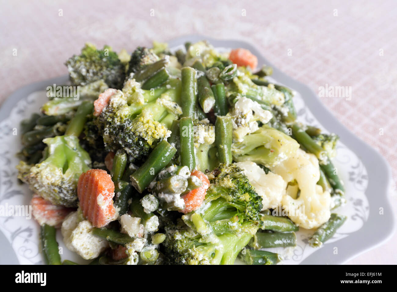 steamed vegetables with sour cream Stock Photo Alamy