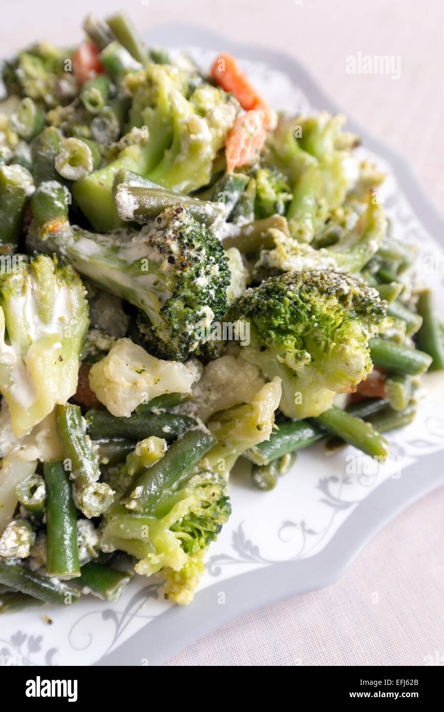 steamed vegetables with sour cream Stock Photo Alamy