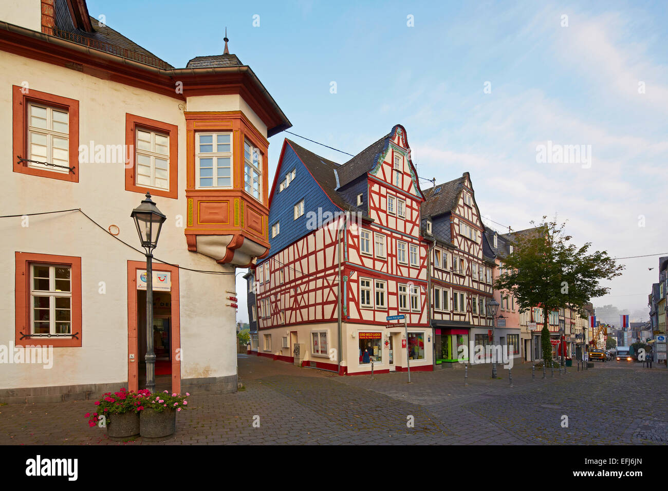 Old town of Montabaur in the morning, Westerwald, Rhineland-Palatinate, Germany, Europe Stock Photo