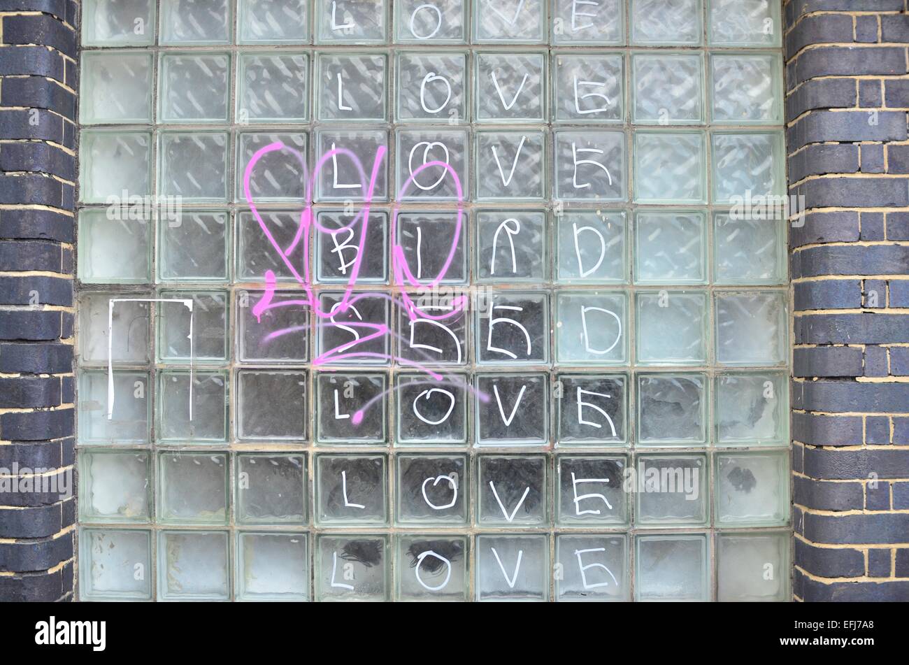 Love Graffiti in Hackney Wick, Hackney, London, England, UK Stock Photo