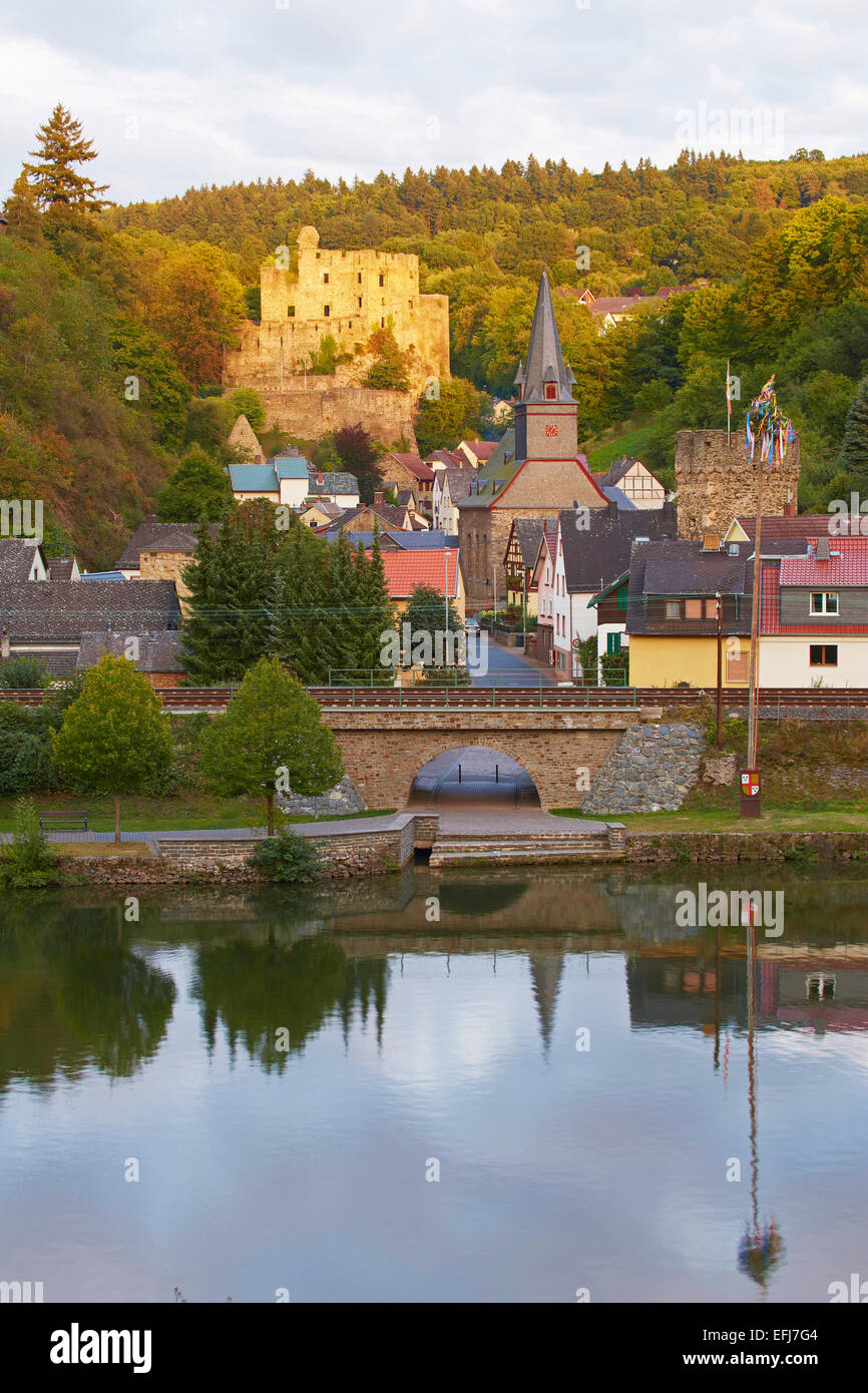Balduinstein castle, Balduinstein, Lahn, Westerwald, Rhineland-Palatinate, Germany, Europe Stock Photo