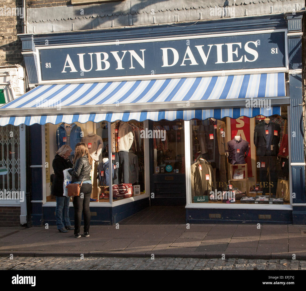 Aubyn Davies mens' clothing shop, Bury St Edmunds, Suffolk, England, UK Stock Photo