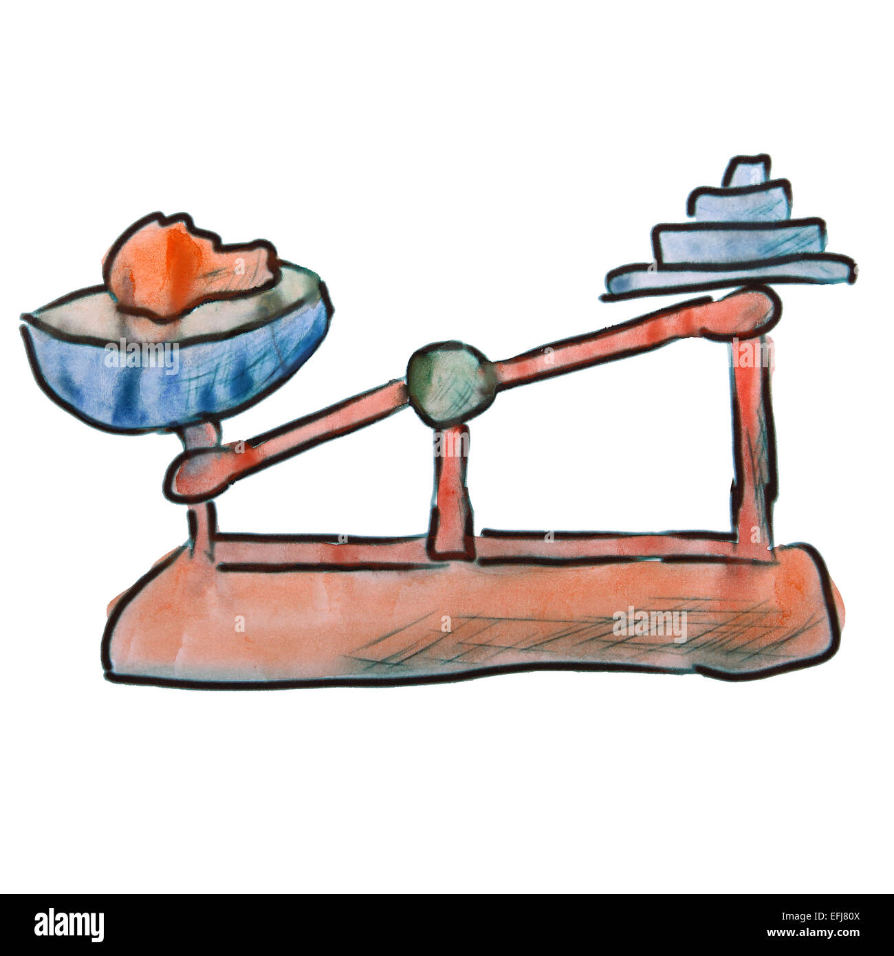 watercolor red scales cartoon drawing isolated on white background