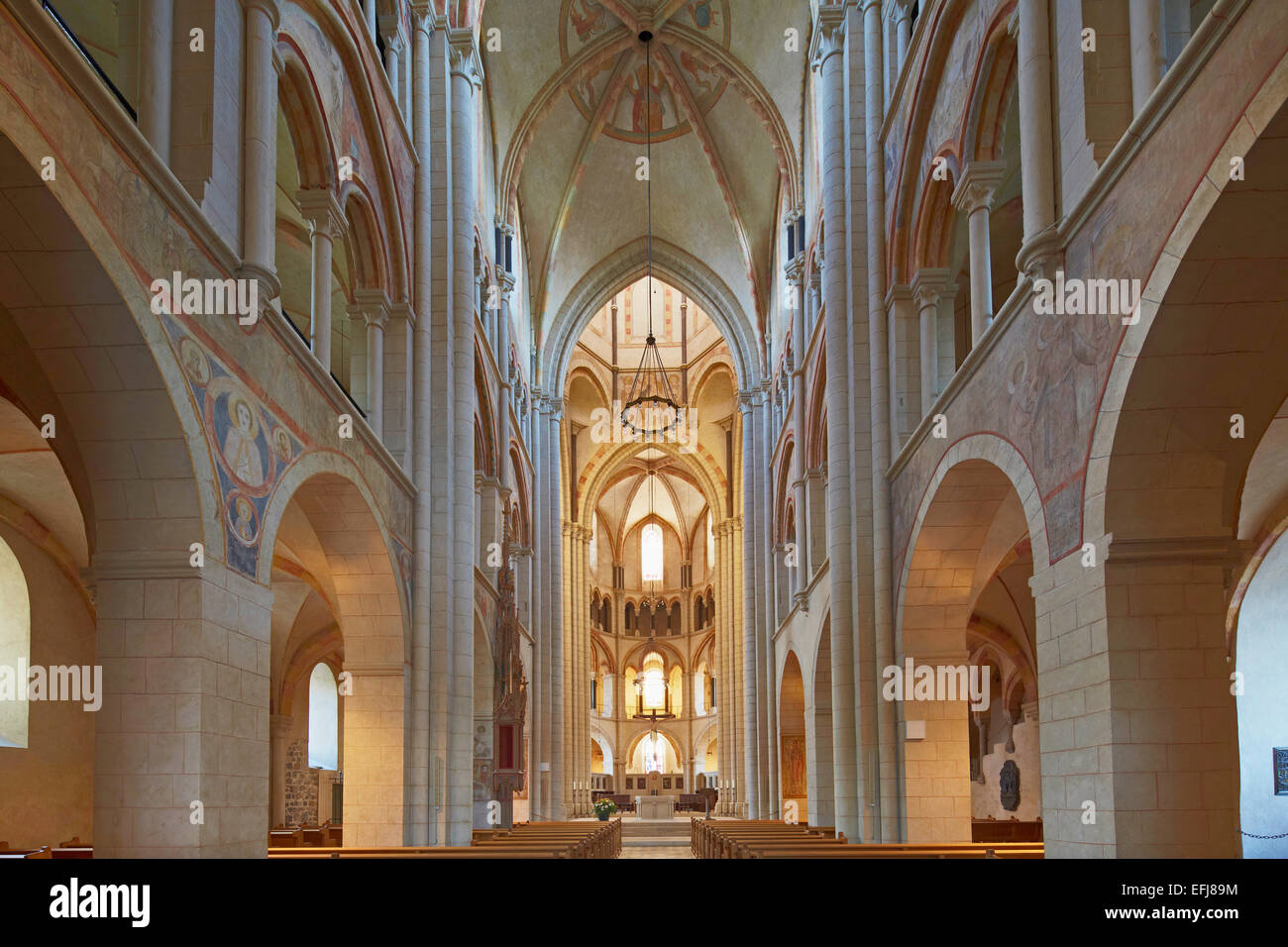 Nave in Limburg cathedral, St. Georgs Cathedral, Limburg, Westerwald, Hesse, Germany, Europe Stock Photo