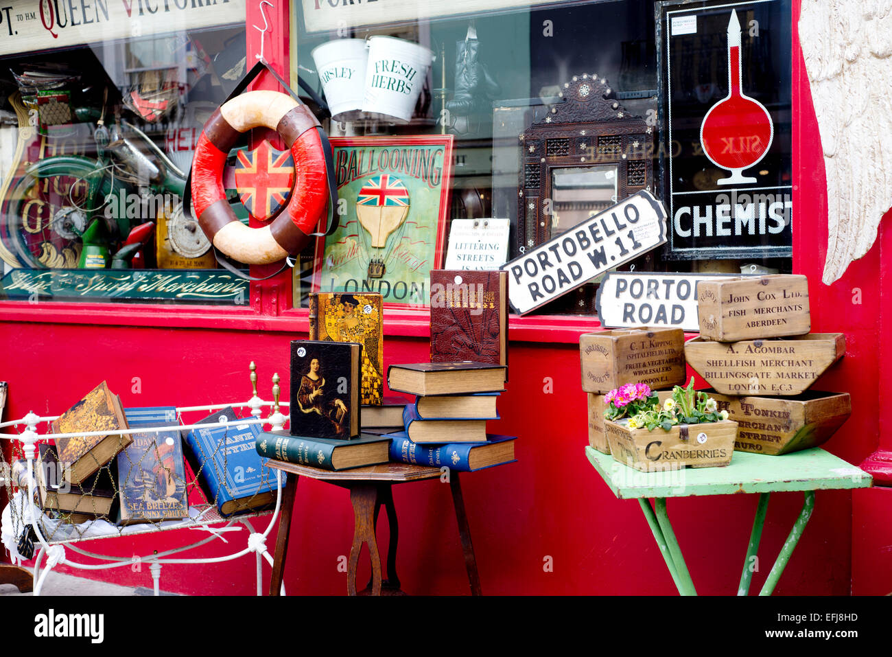 Portobello market traditional English goods for sale Stock Photo Alamy