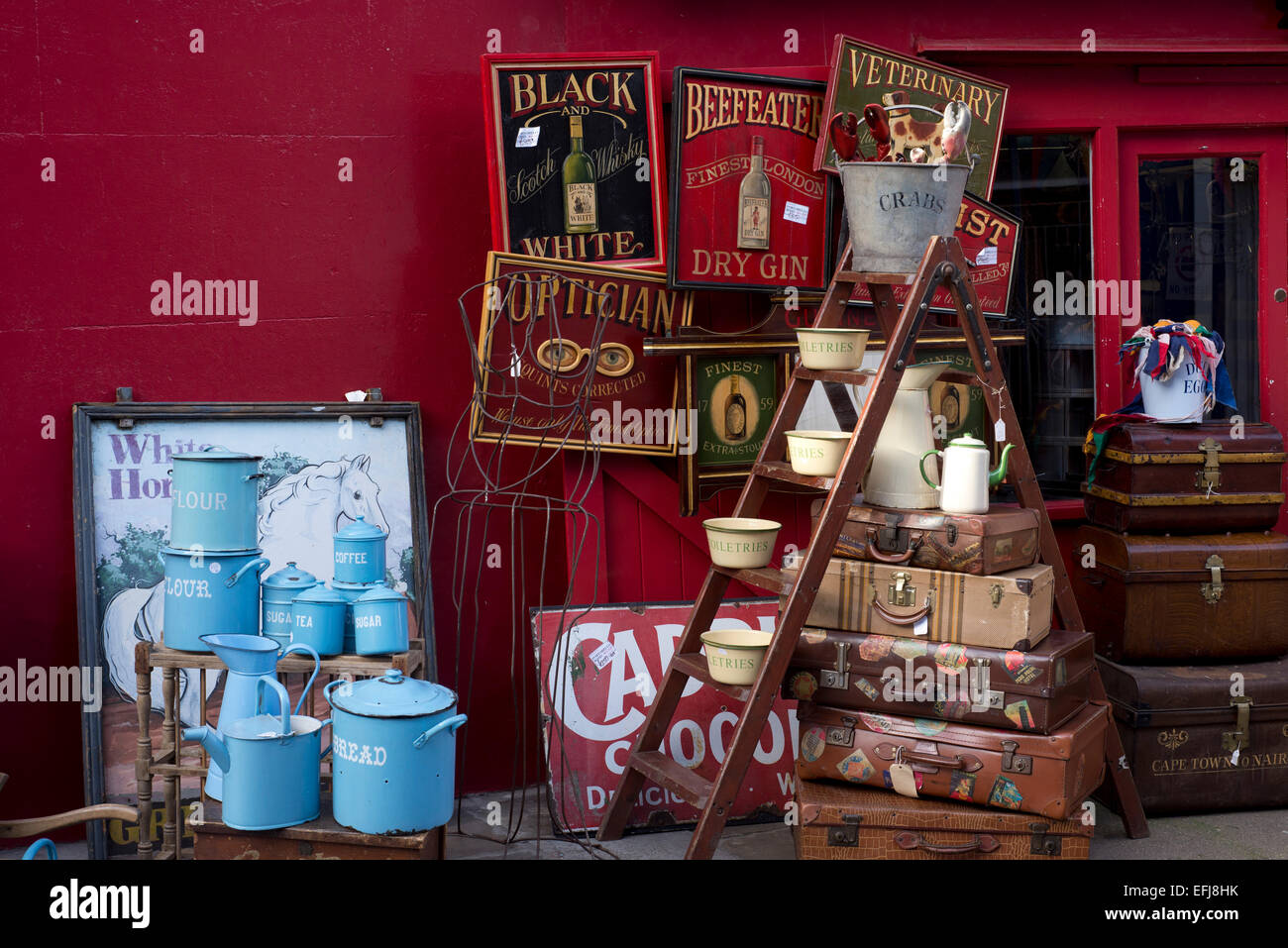 Portobello market traditional English goods for sale Stock Photo Alamy