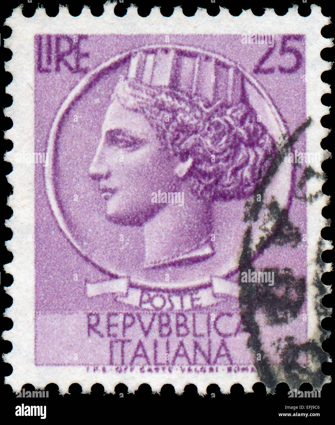 ITALY - CIRCA 1953: A stamp printed in Italy shows Italia Turrita, series, circa 1953 Stock Photo
