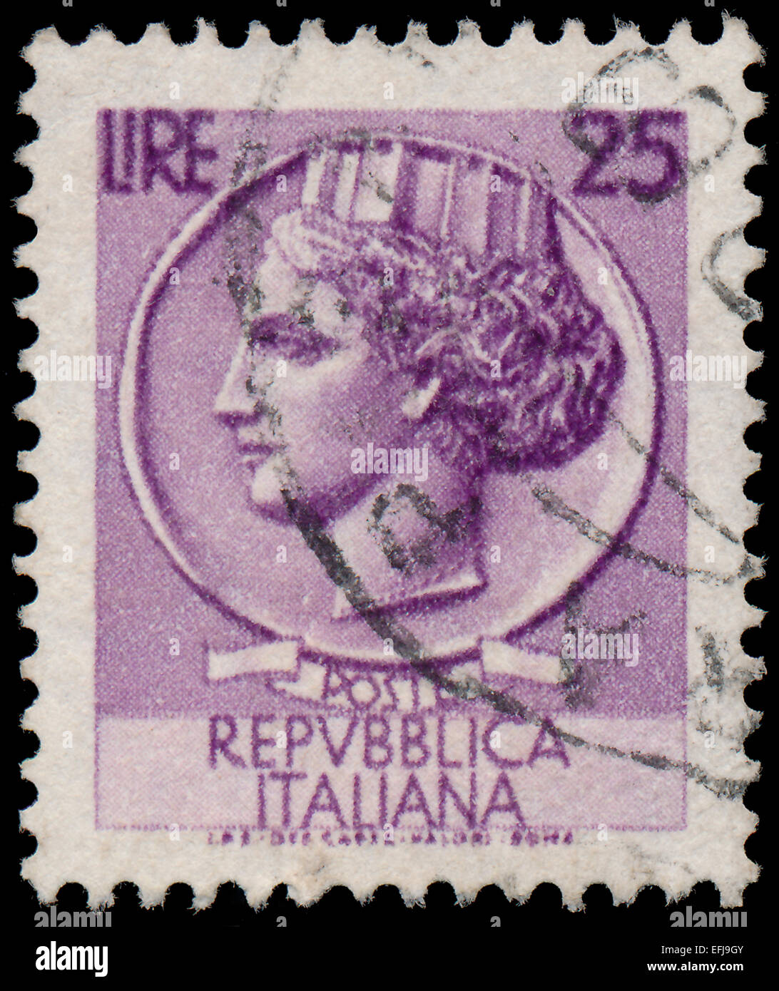 ITALY - CIRCA 1953: A stamp printed in Italy shows Italia Turrita, series, circa 1953 Stock Photo
