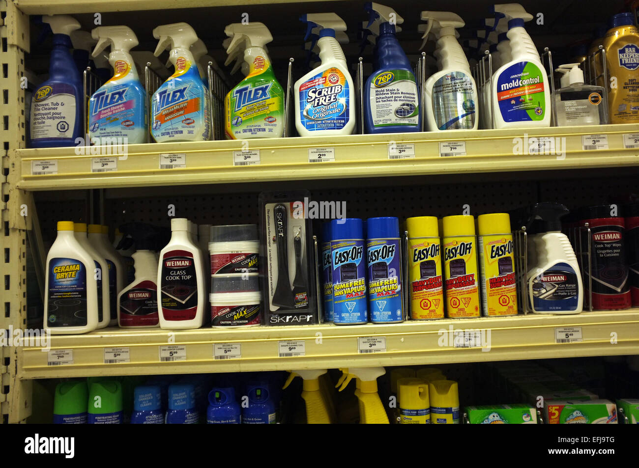 Cleaning supplies and tools on shelves and cabinets in pantry room Stock  Photo - Alamy