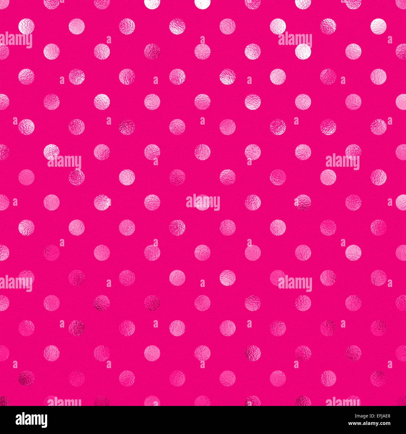 Hot Pink Metallic Foil Polka Dot Pattern Swiss Dots Texture Paper Color Background Stock Photo