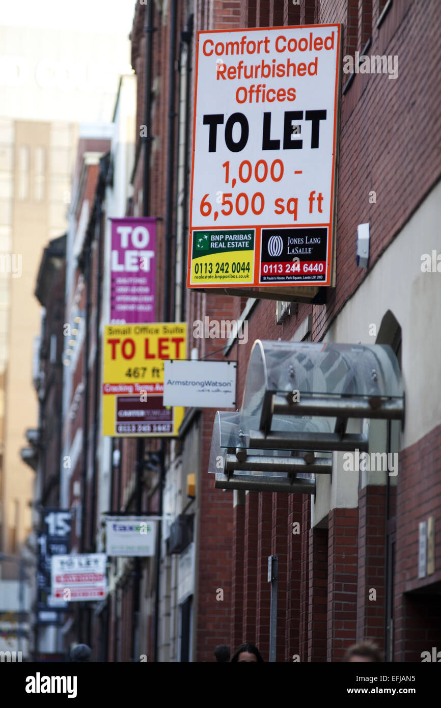 Leeds commercial property to let signs Stock Photo