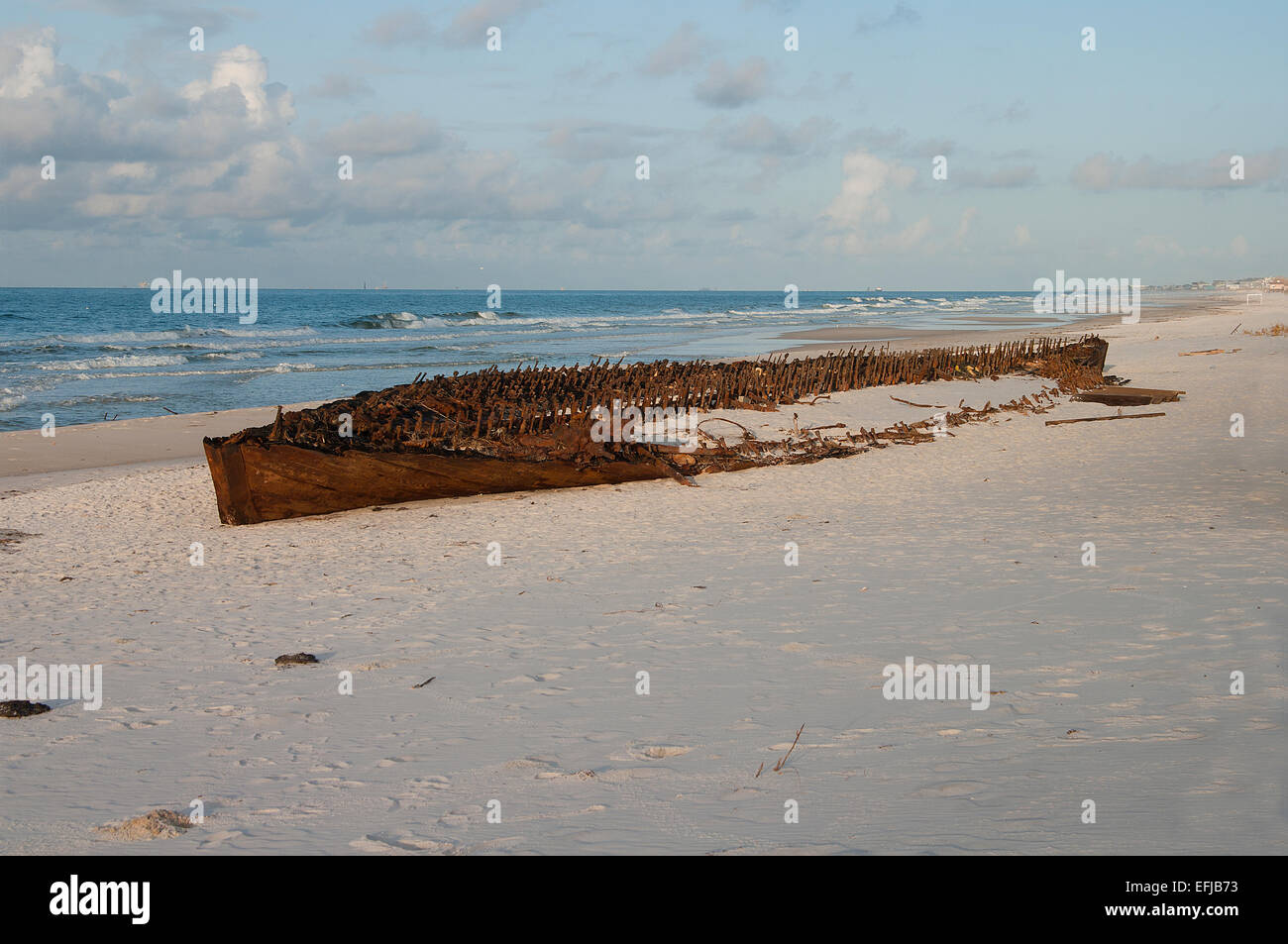 Schooner Rachel, Shipwreck washed up by tropical storm Issac Stock Photo