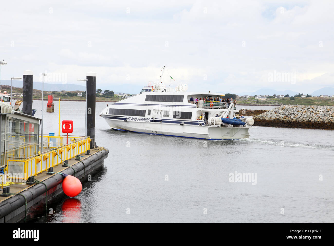 Aran Island Ferry leaving Rossaveal for the Aran Islands Stock Photo
