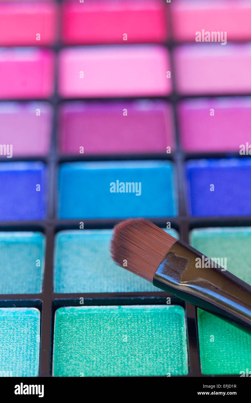 brushe on eye shadows palette Stock Photo