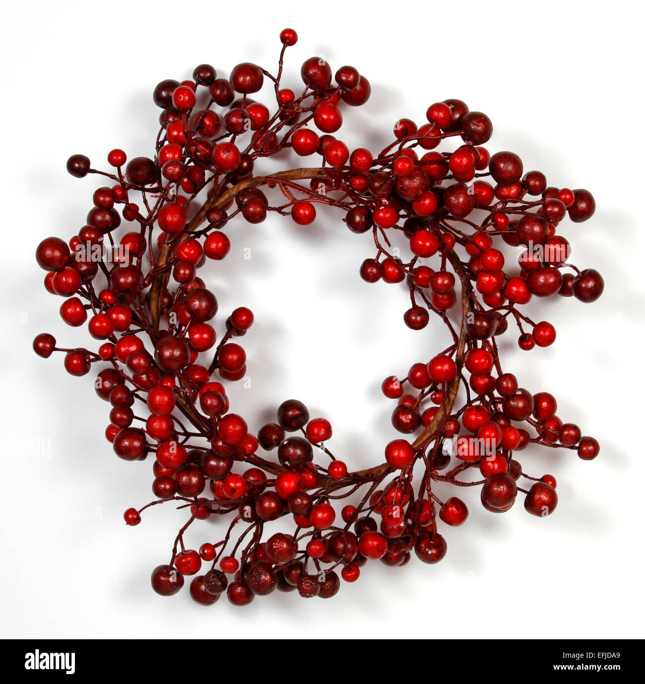 Christmas wreath from red berries isolated on white background Stock ...