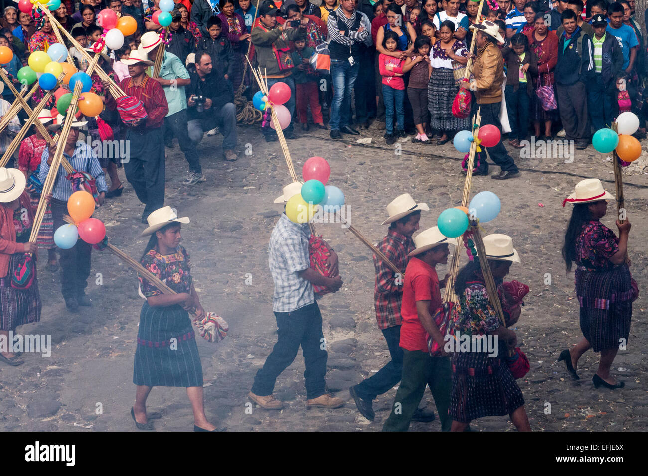 Indigenous people celebrate the Fiesta de Santo Tomas in Chichicastenango, Guatemala Stock Photo
