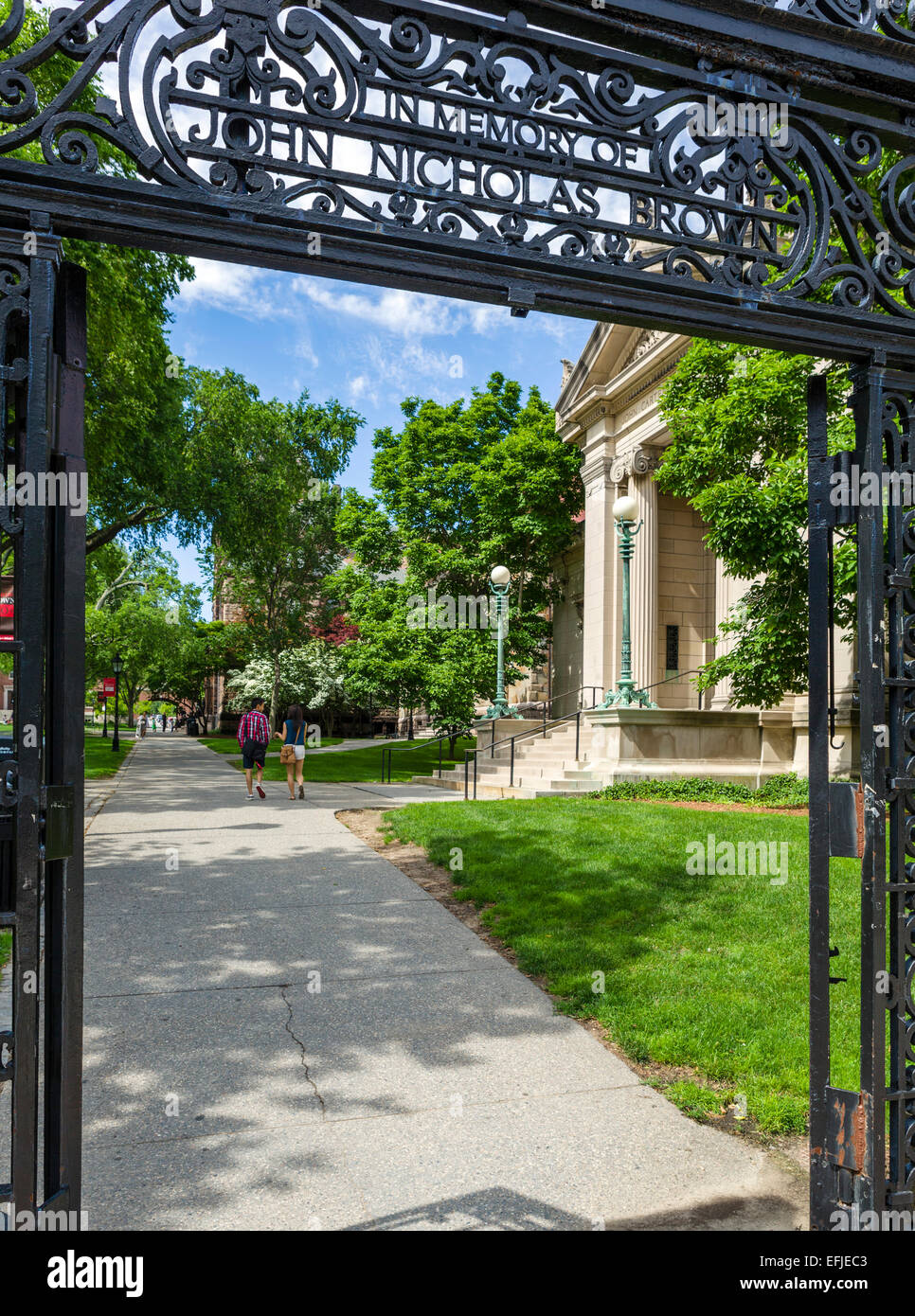 John Carter Brown Library and entrance gate to Brown University, Providence, Rhode Island, USA Stock Photo
