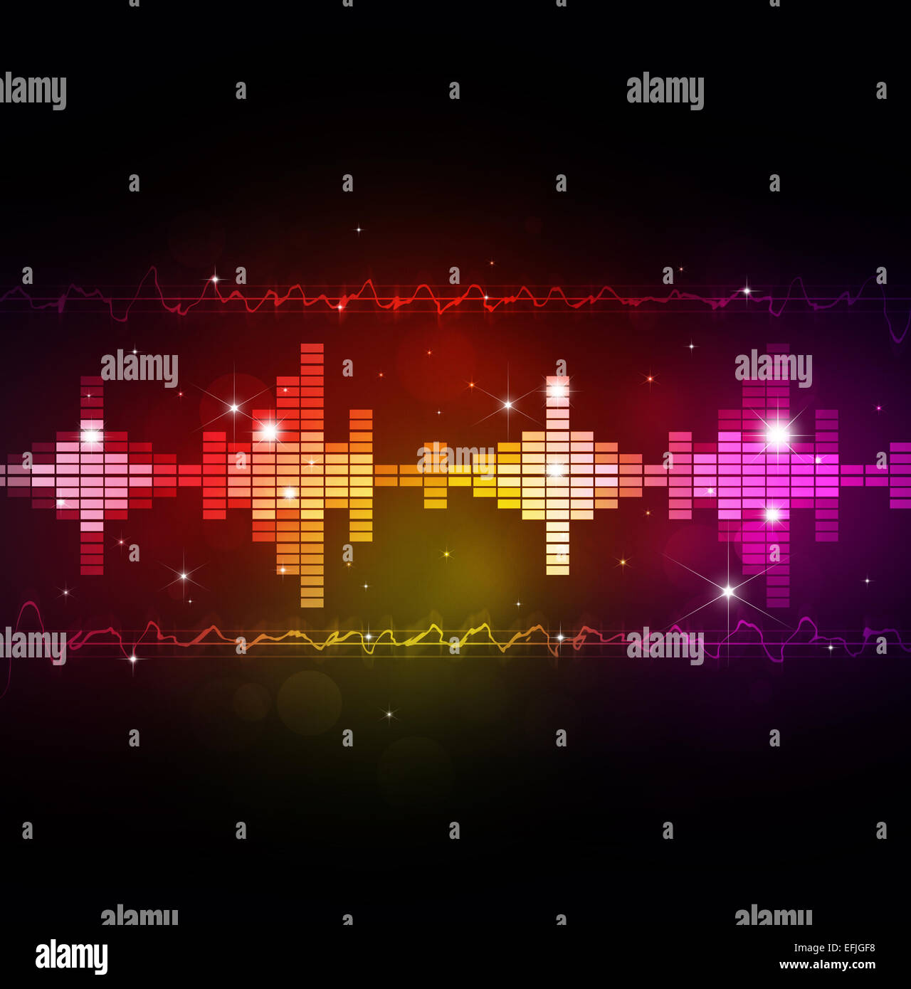 abstract music multicolor background with equalizer and music waves Stock Photo