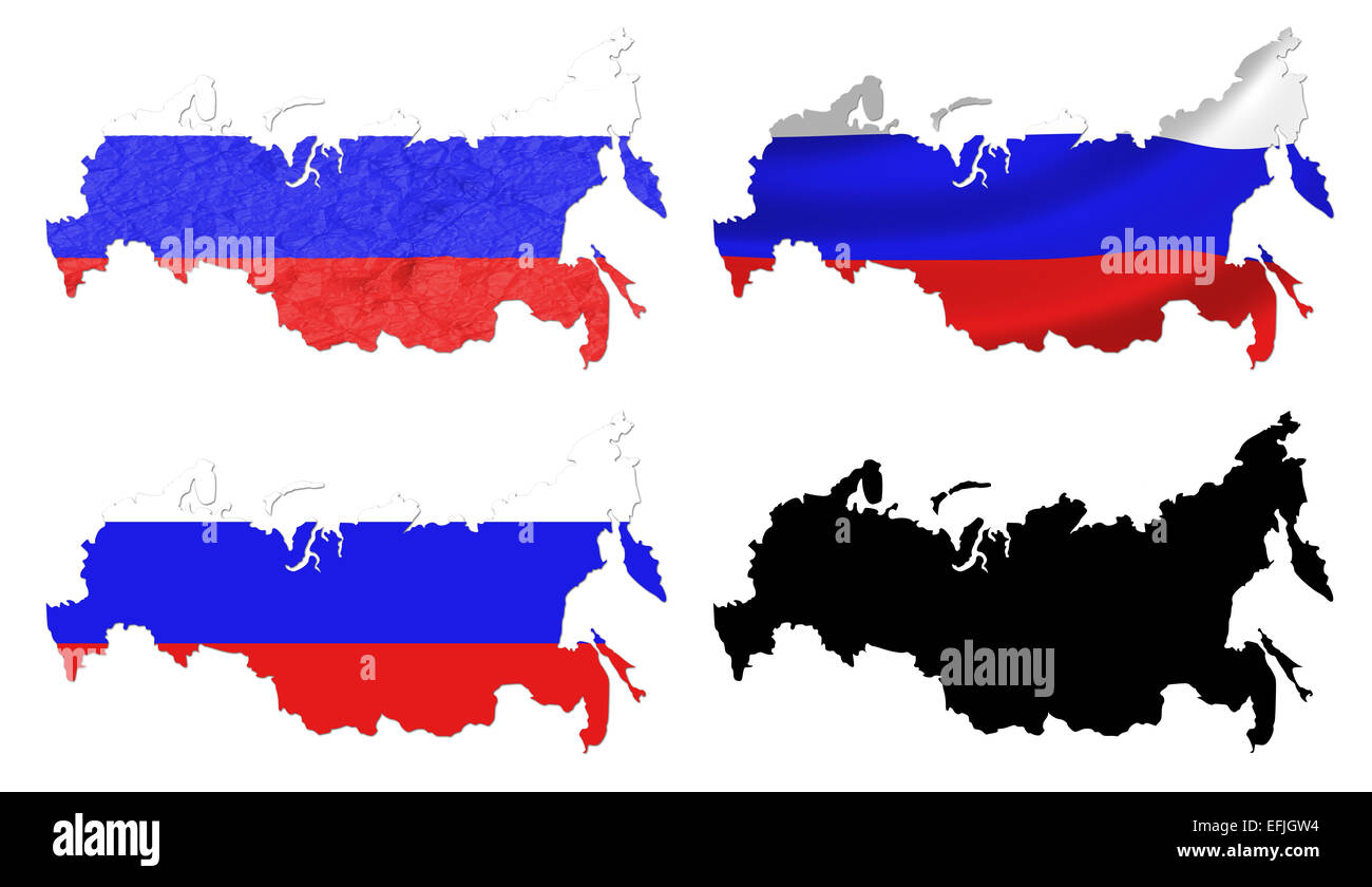 Russia flag over map Stock Photo