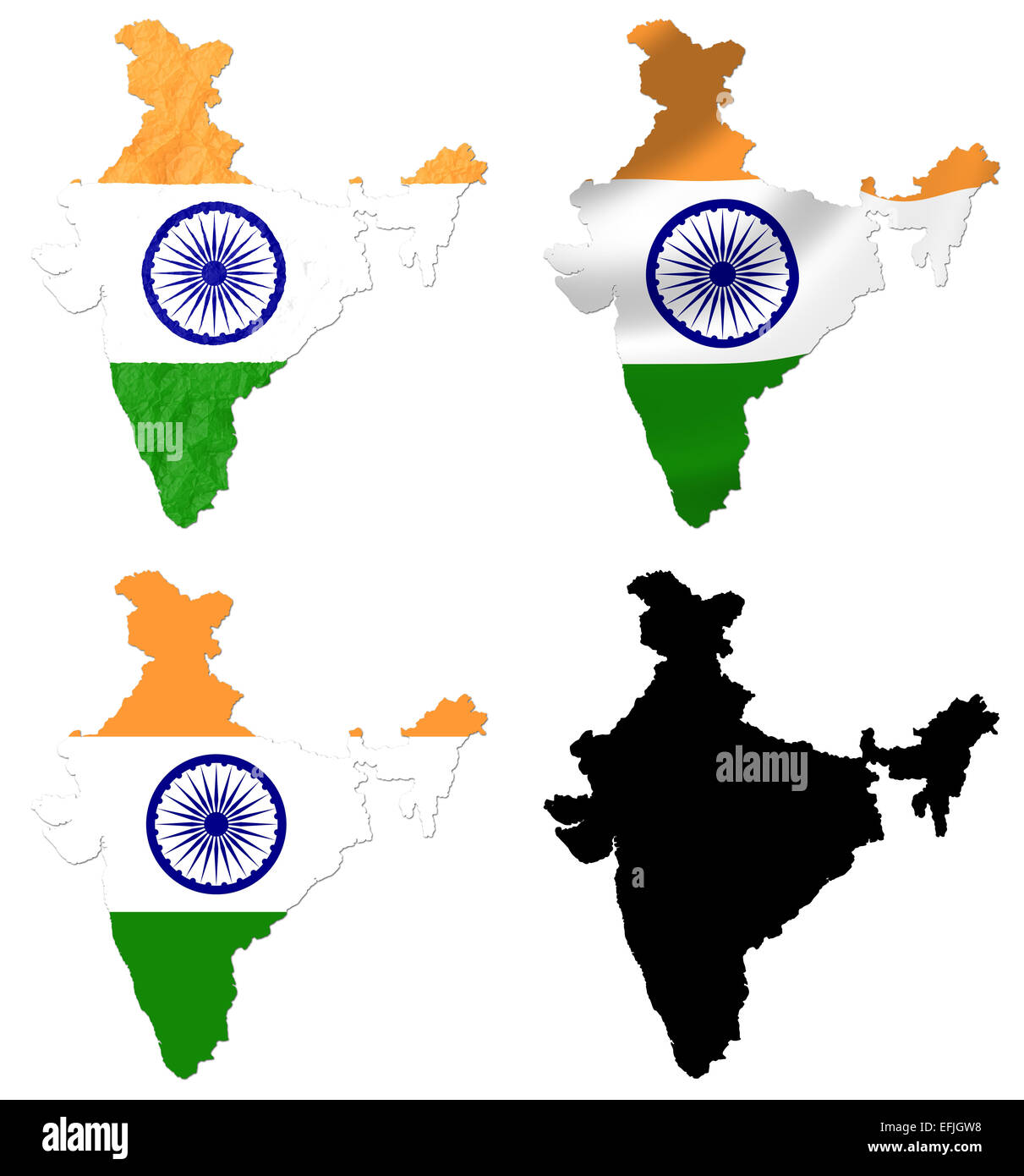 India flag over map Stock Photo