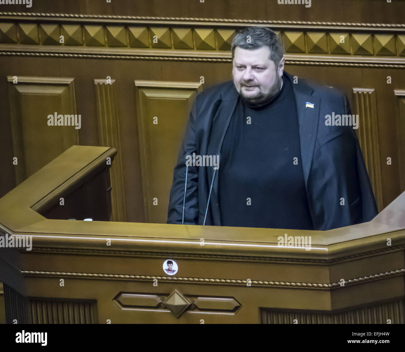 Feb. 5, 2015 - MP from the faction ''Radical Party'' Igor Mosiychuk -- Verkhovna Rada has allowed military commanders to use weapons against subordinates at February 5, 2015, Kiev, Ukraine. Law lies with the commanders of the obligation to take drastic measures to stop the commission of a criminal offense subordinates and restore law and order. © Igor Golovniov/ZUMA Wire/Alamy Live News Stock Photo