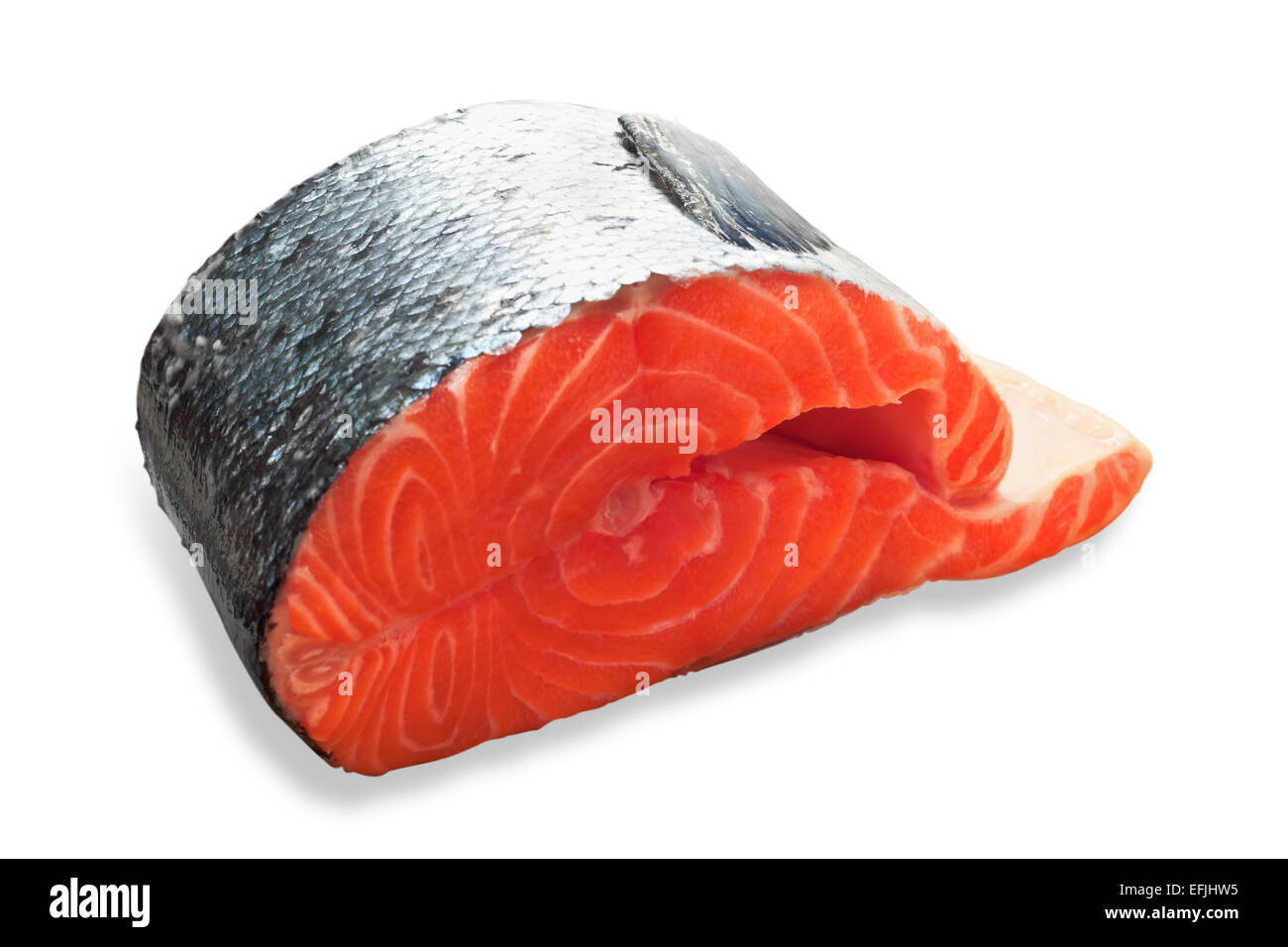 fresh salmon slice on white background Stock Photo - Alamy
