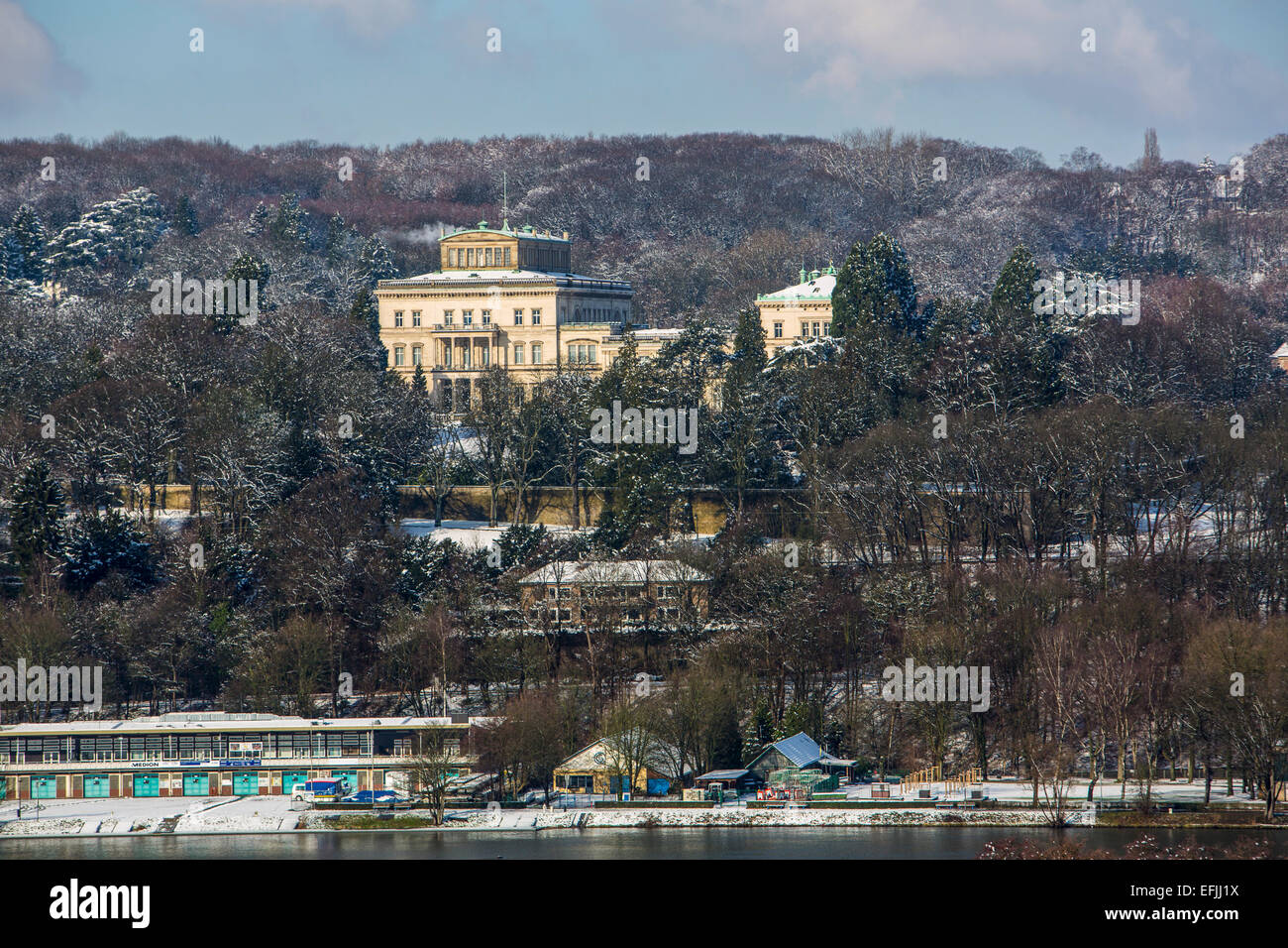 'Villa Hiügel' home  of the Krupp family. Above the Baldeneysee, Reservoir of river Ruhr, Essen, NRW, Germany Stock Photo