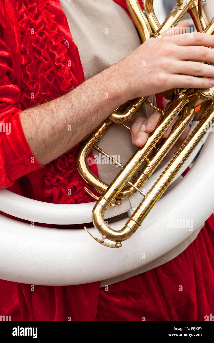 Playing tuba in a marching band Stock Photo Alamy