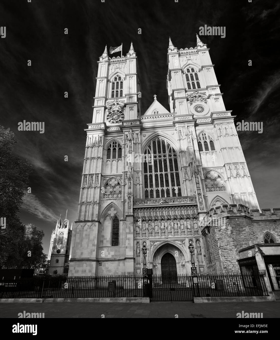 Westminster Abbey with both towers and central fassade, Westminster City, London, England Stock Photo