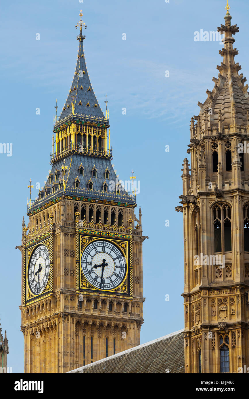 Clock of Big Ben near the Westminster Palace, London, England Stock Photo