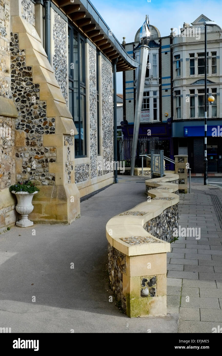 modern torch sculpture outside of st judes church southsea england uk