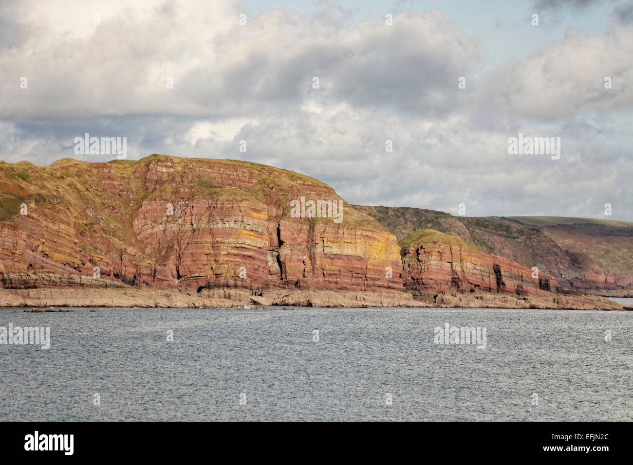 View from Stackpole Quay, Pembrokeshire, Wales showing rock strata on ...