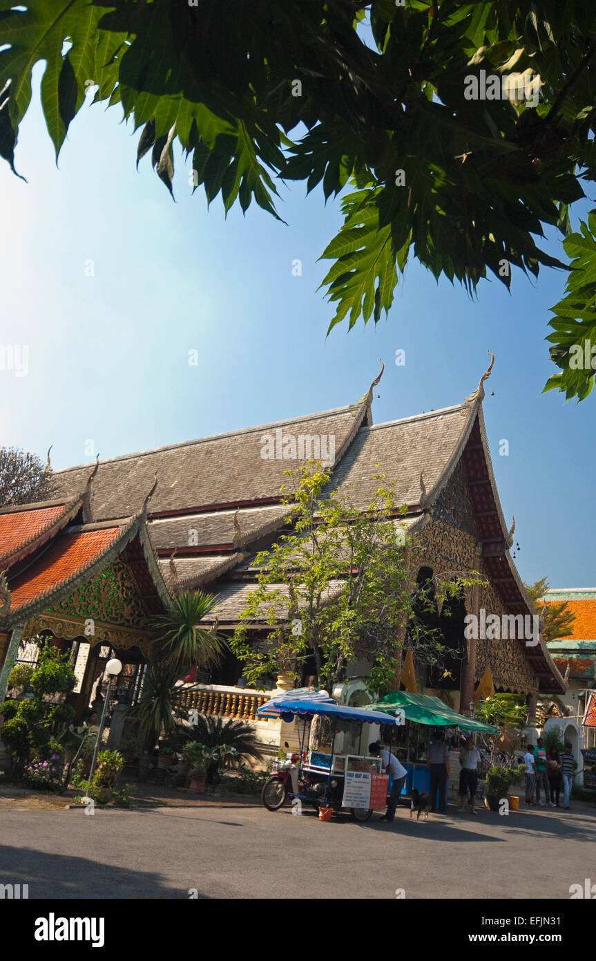 Vertical view of the Wat Chiang Mun, the oldest temple in Chiang Mai. Stock Photo